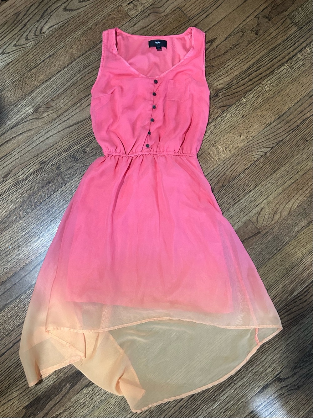 Mossimo Supply Co. Coral to Peach Ombré Sleeveless Chiffon Dress